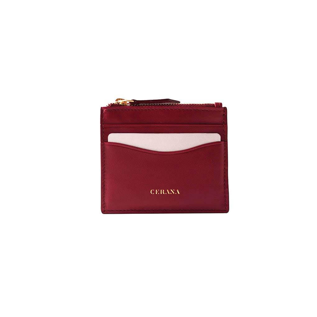 Leather card holder burgundy