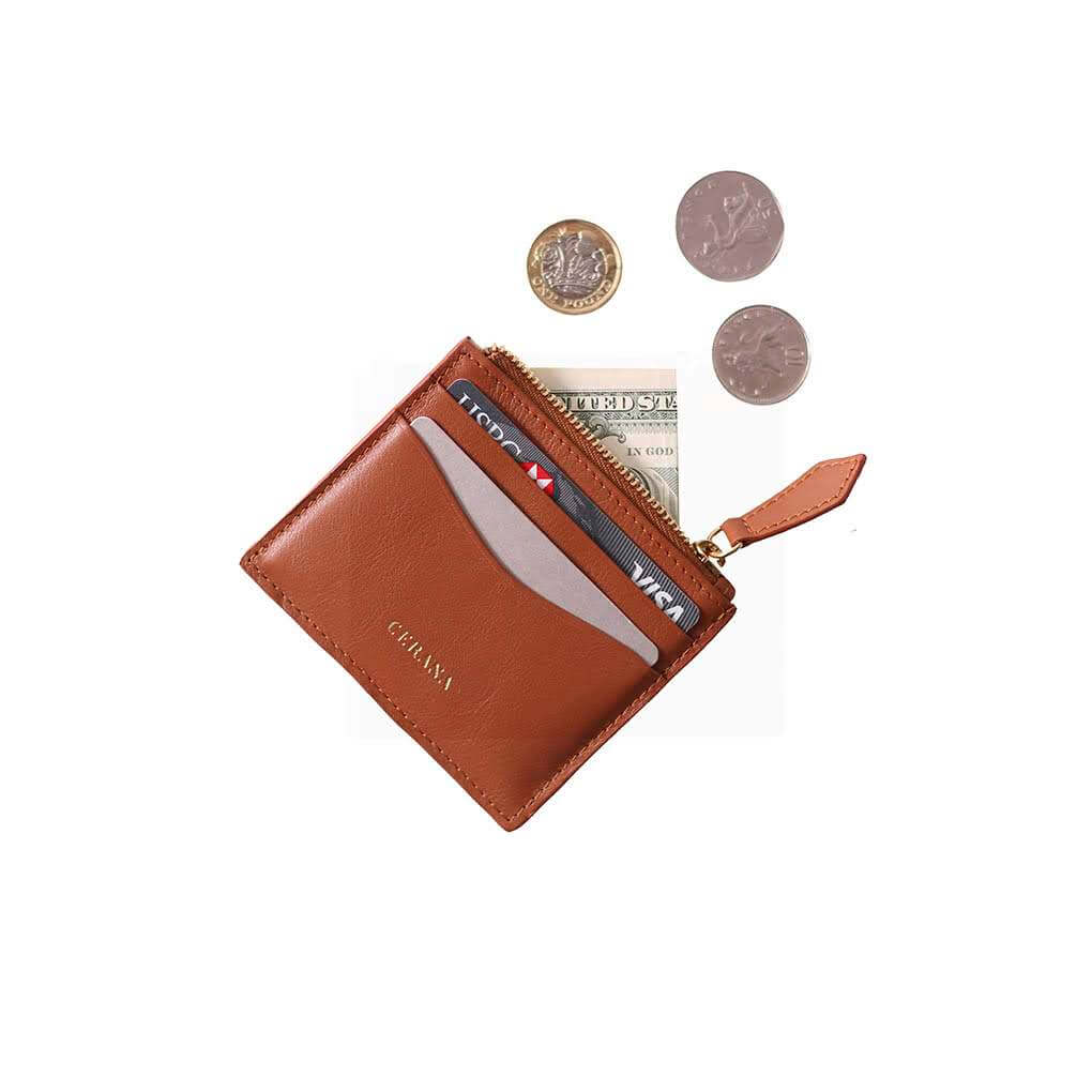 Genuine Leather Card Holder for Women | Cerana Orange