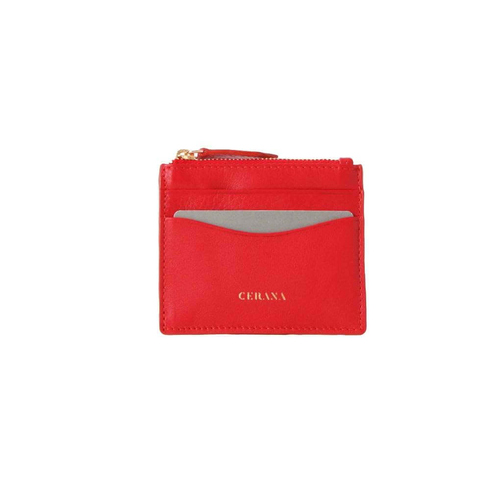 cerana leather card holder red